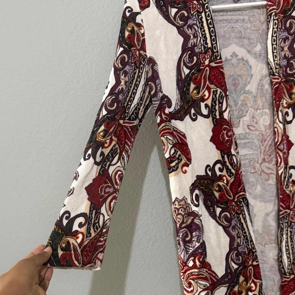 Chicos Paisley Open Front Cardigan lightweight beautiful color - Picture 4 of 9